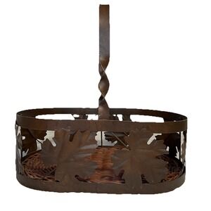Autumn Fall Maple‎ Leaf Themed Metal And Wicker Basket